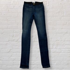 Helmut Lang Elastic Waist Long Mortar Pull On Skinny Stretchy Dark Wash Jeans 27